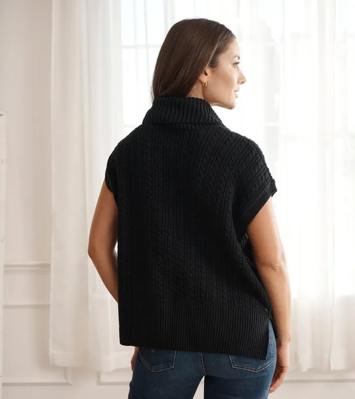 Sweaters Women Hatley Cable Knit Vest 8211 Black Caviar