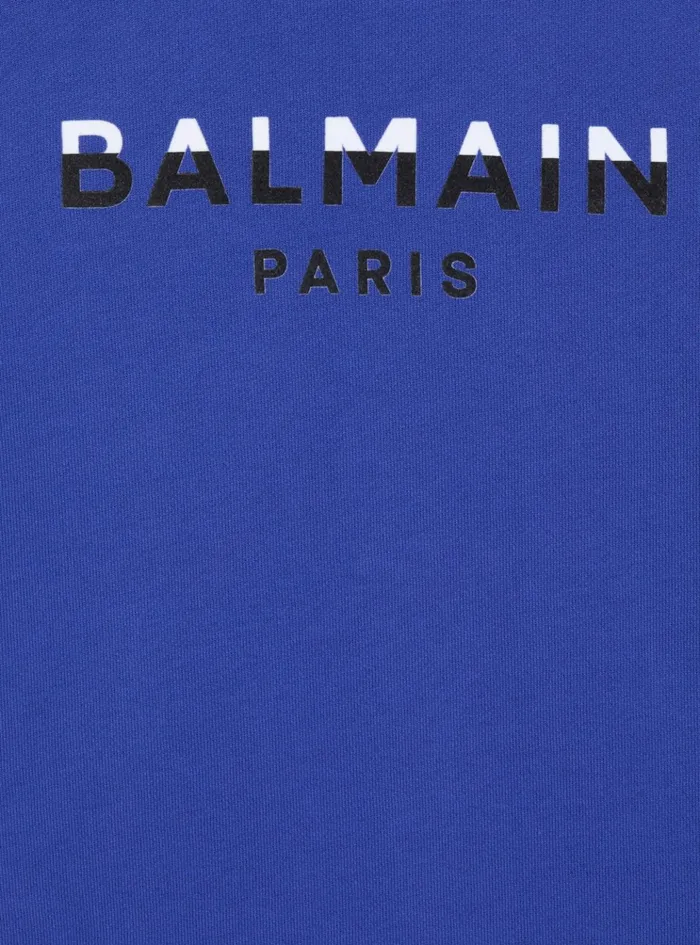 Sweatshirt With Paris Logo Blue Kids Balmain