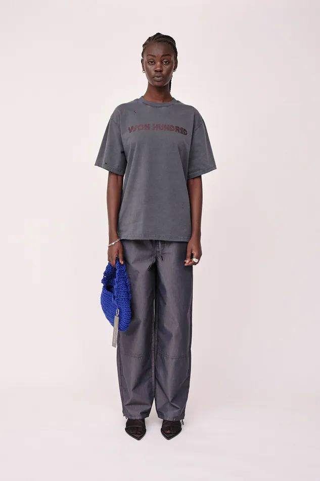 Tshirts and Tops Wonhundred Men LA STAGGERED 8211 Washed Black