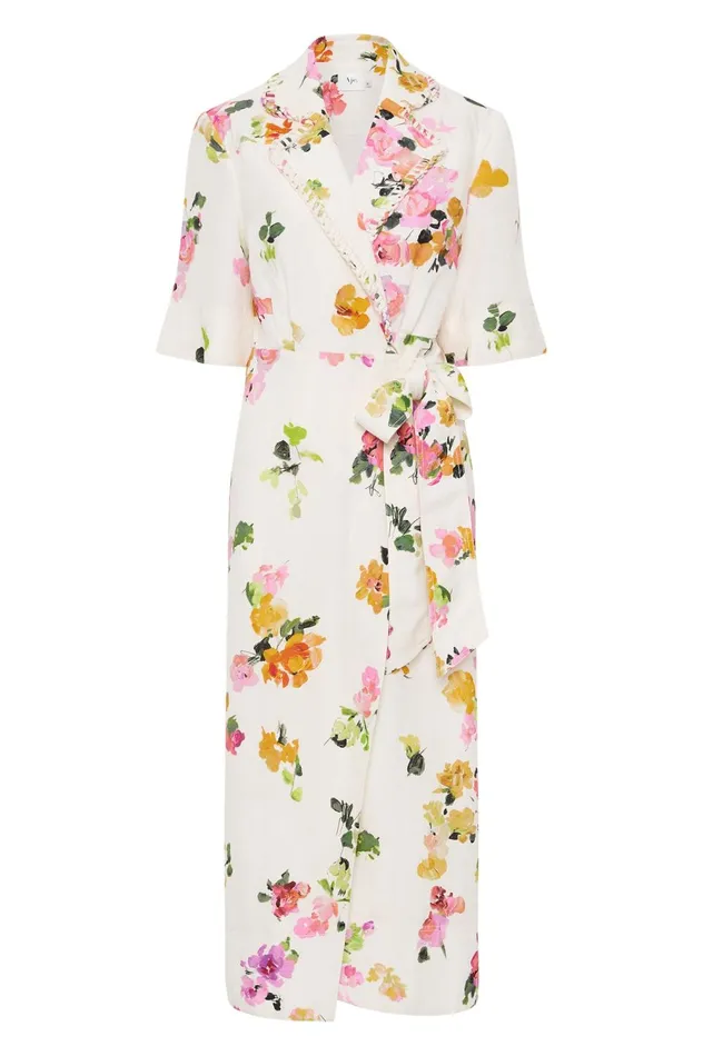 Tabitha Wrap Front Midi Dress Scattered Floral Women Aje Wedding Guest Dresses