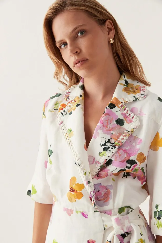 Tabitha Wrap Front Midi Dress Scattered Floral Women Aje Wedding Guest Dresses