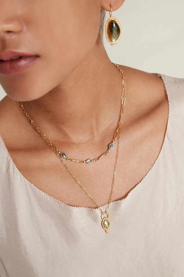 Tavi Pendant Necklace Gold Labradorite Women Chan Luu Necklaces