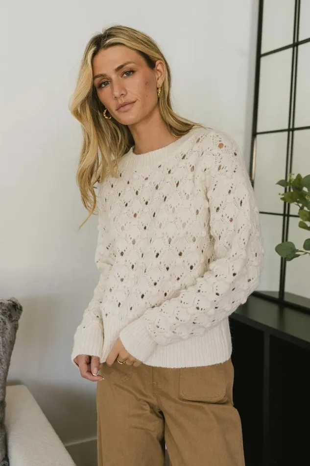 Tessa Pointelle Sweater In Cream Cream Women Bohme Tops