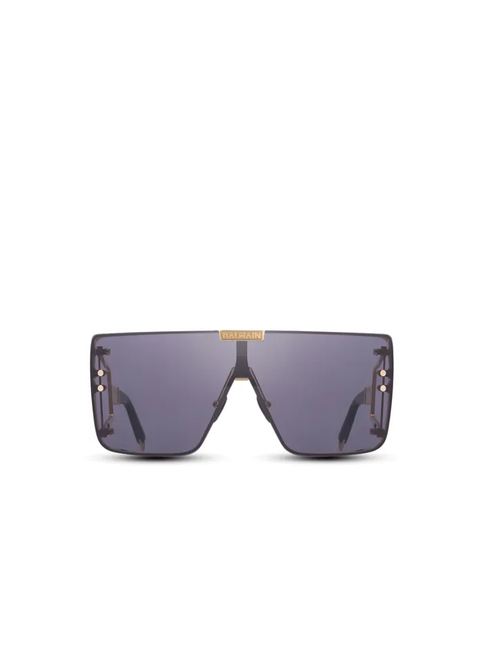 Titanium Shieldshaped Wonder Boy Sunglasses Black WomenMen Balmain Eyewear