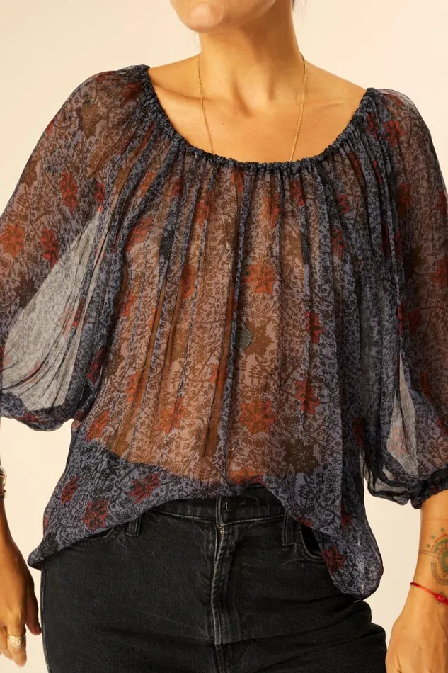 Tops Shop Natalie Martin ELLA TOP Snowflake Steel Blue