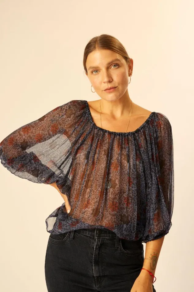 Tops Shop Natalie Martin ELLA TOP Snowflake Steel Blue