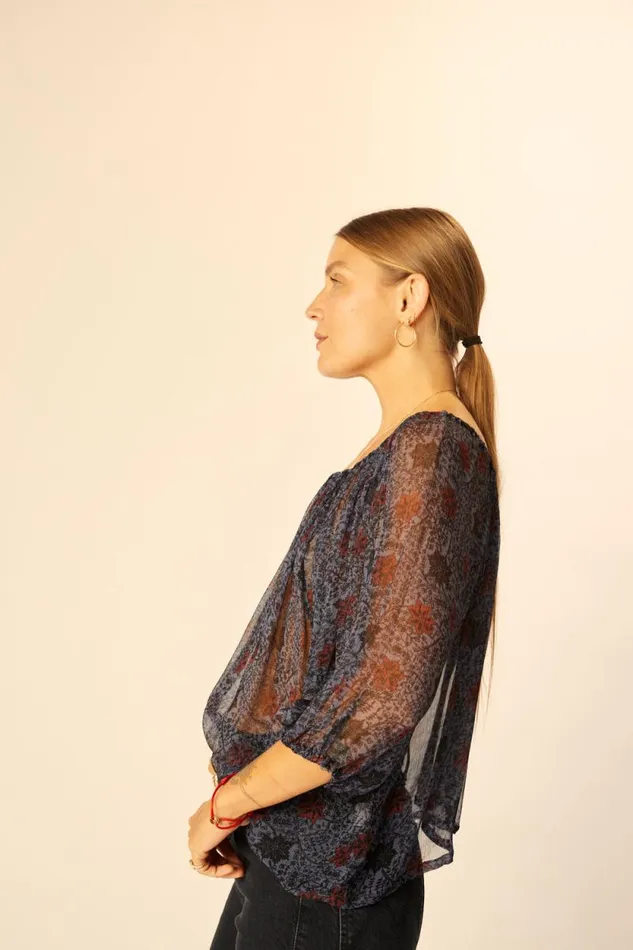 Tops Shop Natalie Martin ELLA TOP Snowflake Steel Blue
