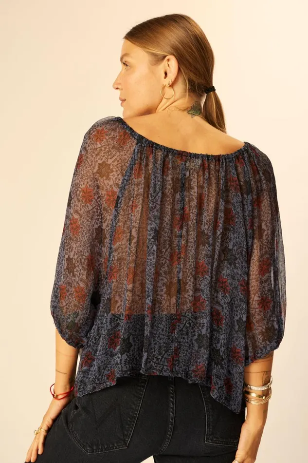 Tops Shop Natalie Martin ELLA TOP Snowflake Steel Blue
