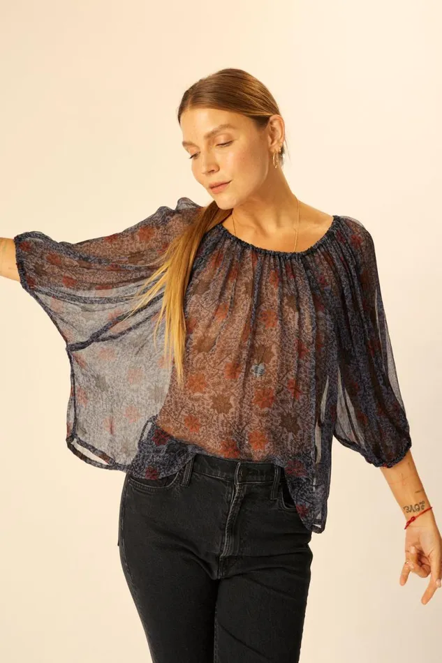 Tops Shop Natalie Martin ELLA TOP Snowflake Steel Blue
