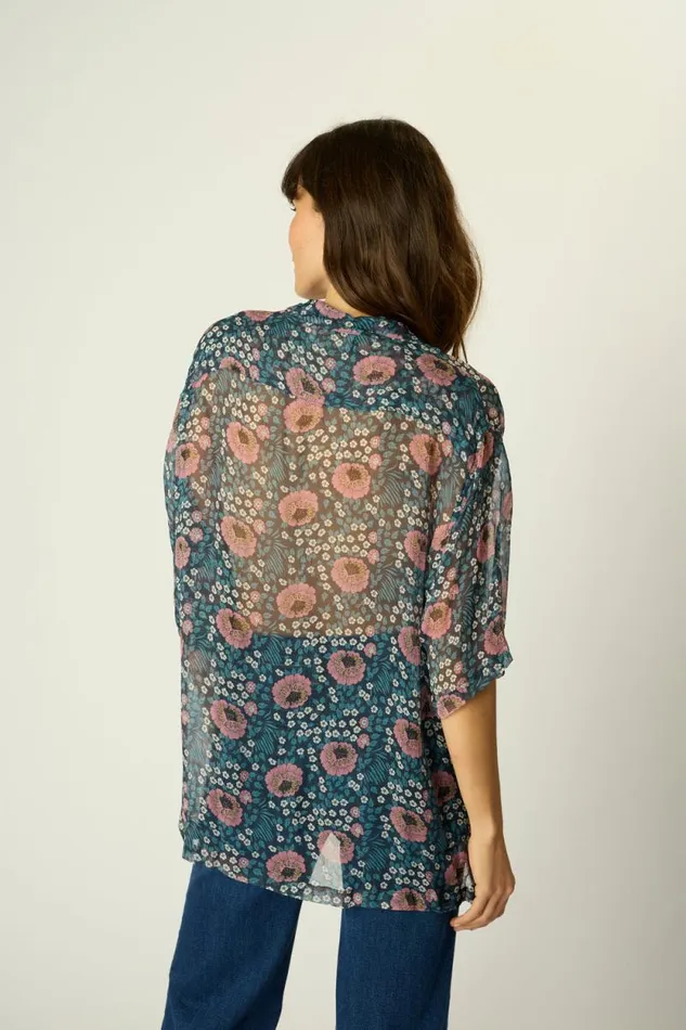 Tops Shop Natalie Martin KEVIN SHIRT Vintage Flowers Indigo