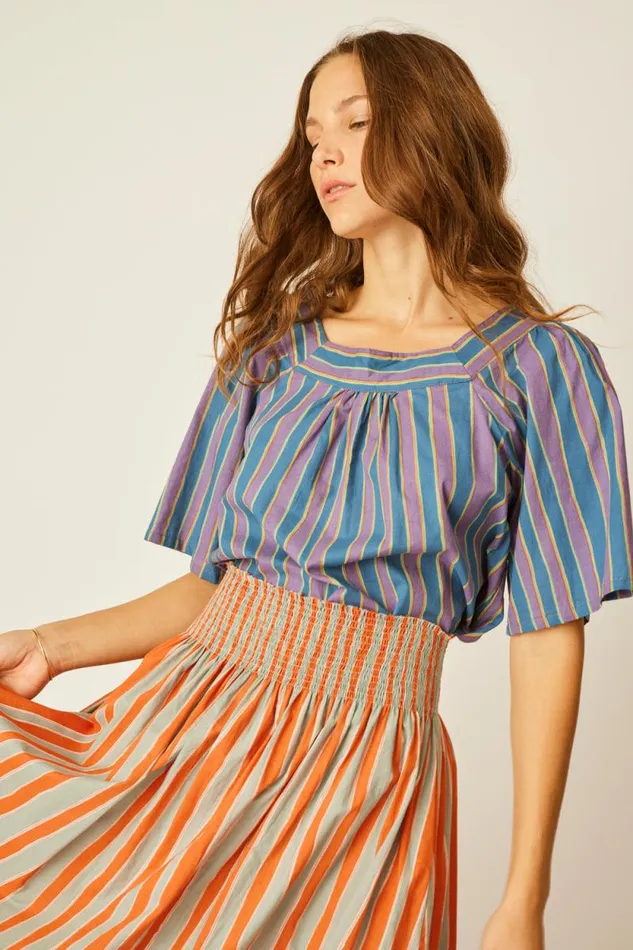 Tops Shop Natalie Martin NIKKI TOP Batik Stripe Lavender