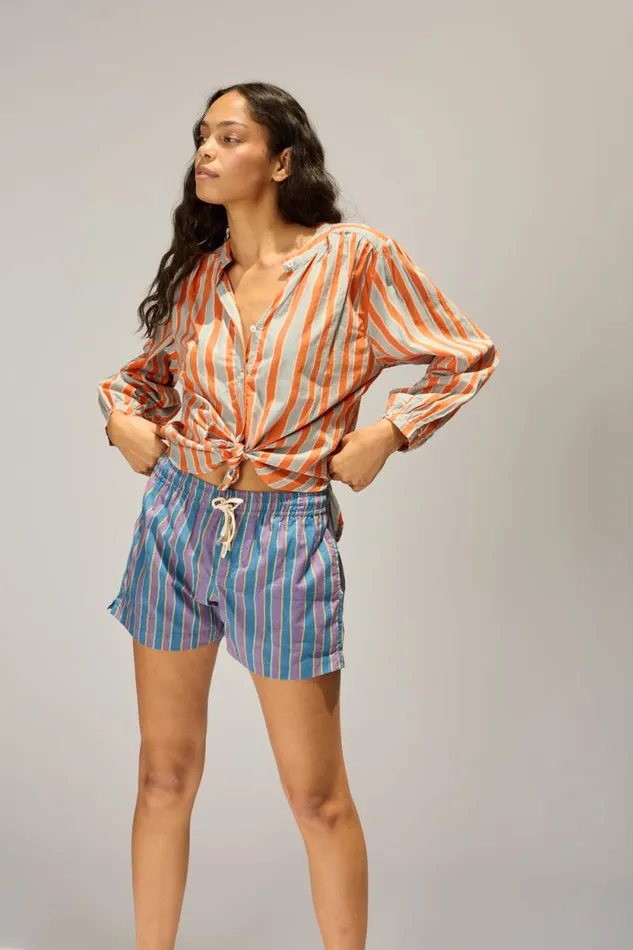 Tops Shop Natalie Martin TOLAN SHIRT Batik Stripe Sage