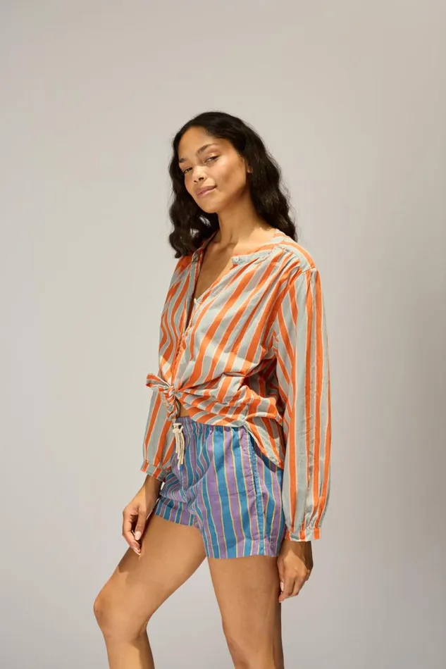 Tops Shop Natalie Martin TOLAN SHIRT Batik Stripe Sage