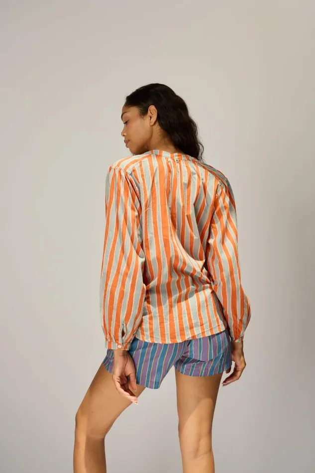 Tops Shop Natalie Martin TOLAN SHIRT Batik Stripe Sage