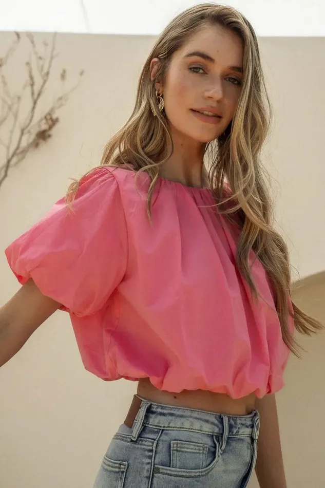 Tori Crop Top In Pink Pink Women Bohme Tops