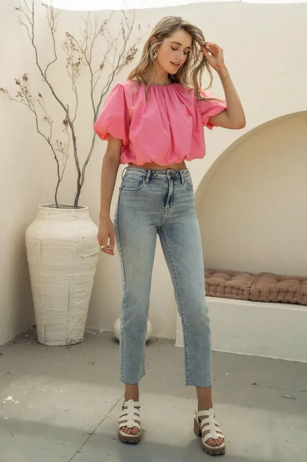 Tori Crop Top In Pink Pink Women Bohme Tops