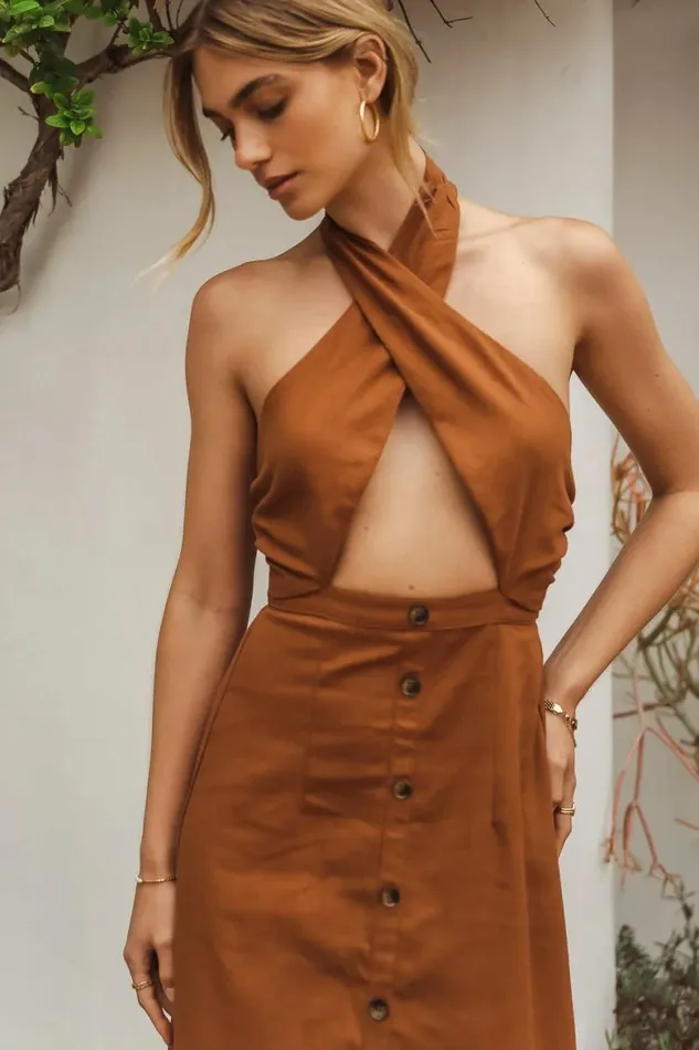 Tracy Midi Dress Camel Women Bohme Dresses