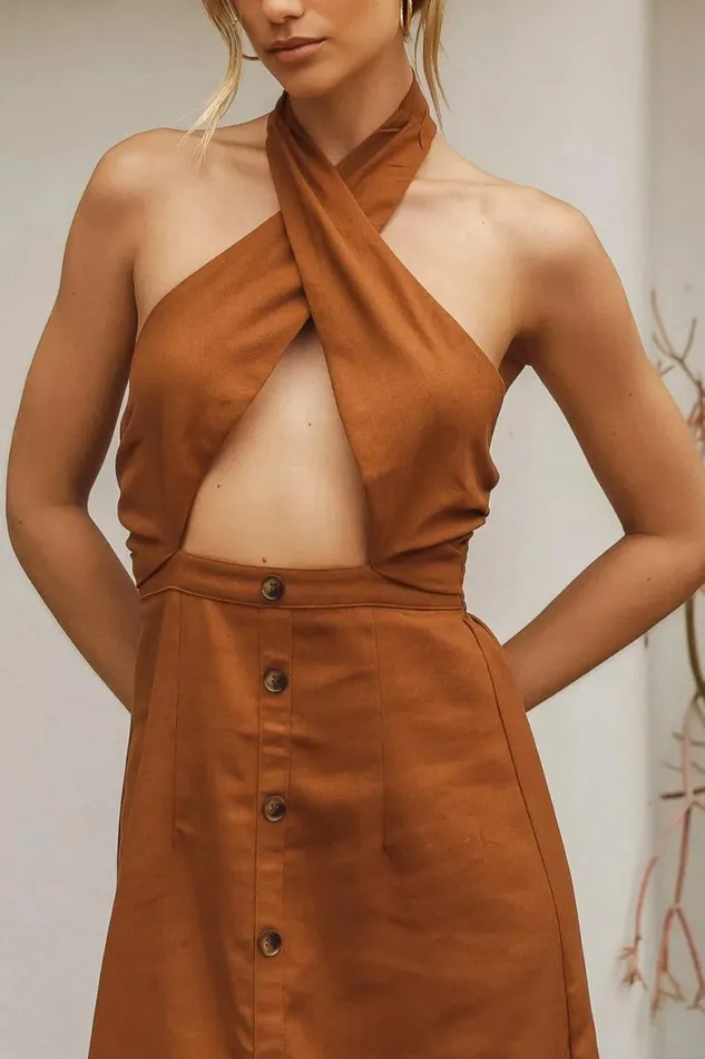 Tracy Midi Dress Camel Women Bohme Dresses