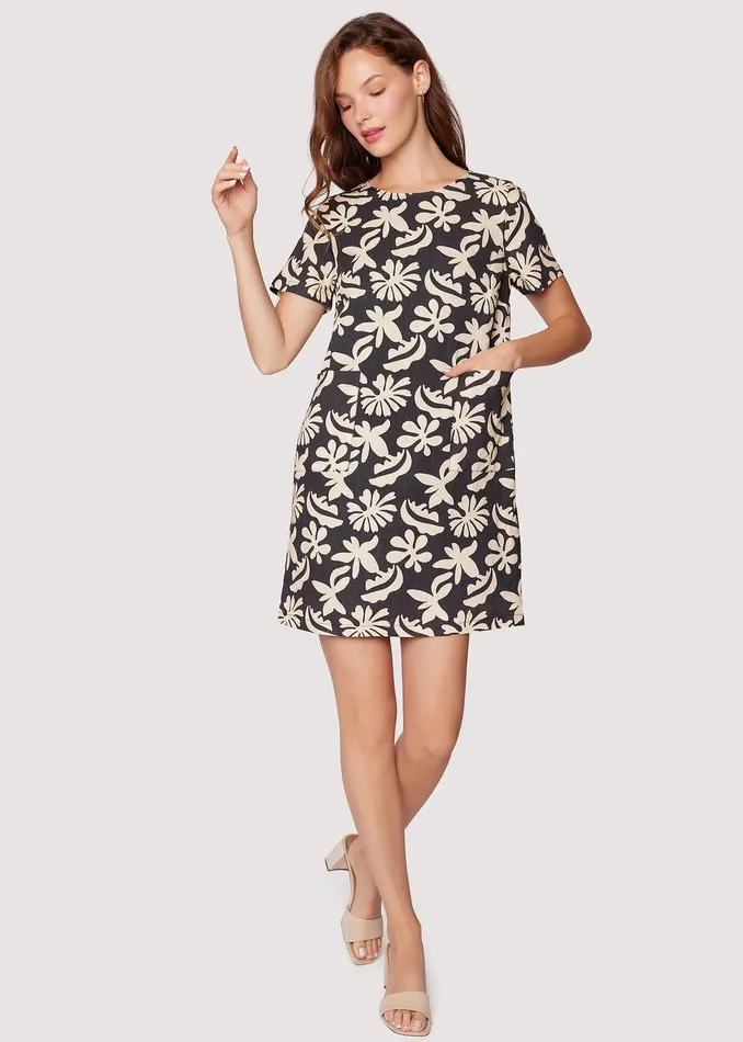 Tropic Flair Mini Shift Dress Blackcream Women Lost Wander Dresses