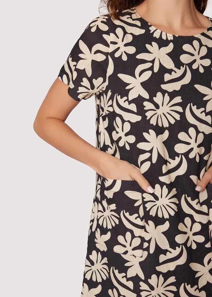 Tropic Flair Mini Shift Dress Blackcream Women Lost Wander Dresses