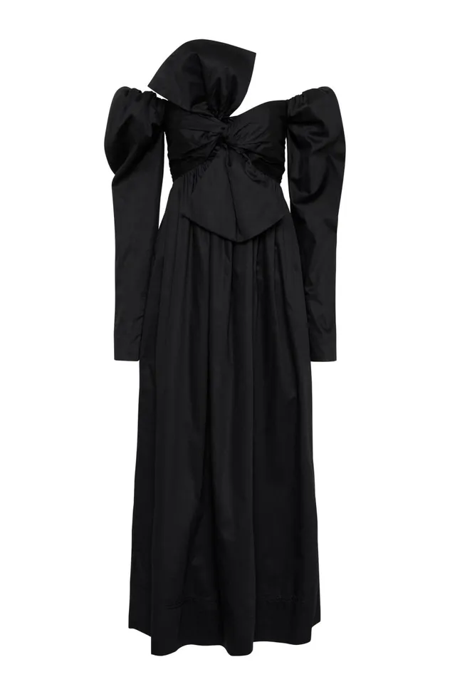 Valentina Bow Midi Dress Black Women Aje Midi Dresses