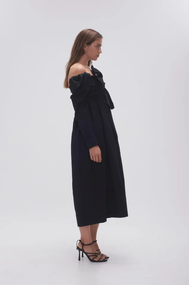 Valentina Bow Midi Dress Black Women Aje Midi Dresses