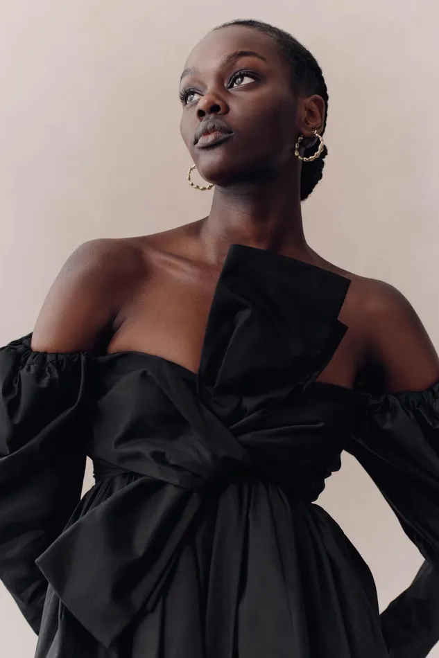 Valentina Bow Midi Dress Black Women Aje Midi Dresses