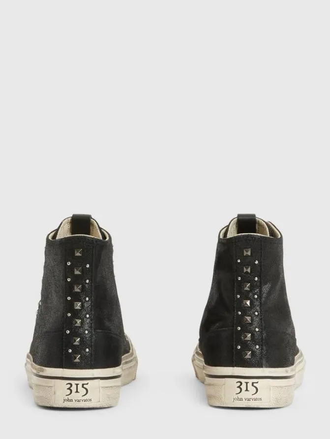 VULC MULTI STUD MID TOP Black ShoesLeather John Varvatos Leather Sneakers