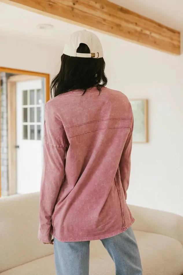 Washed Oversized Knit Top In Mauve Mauve Women Bohme Tees and Tanks