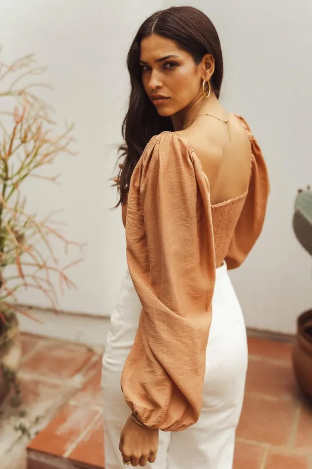 Wendy Crop Top Peach Women Bohme Tops