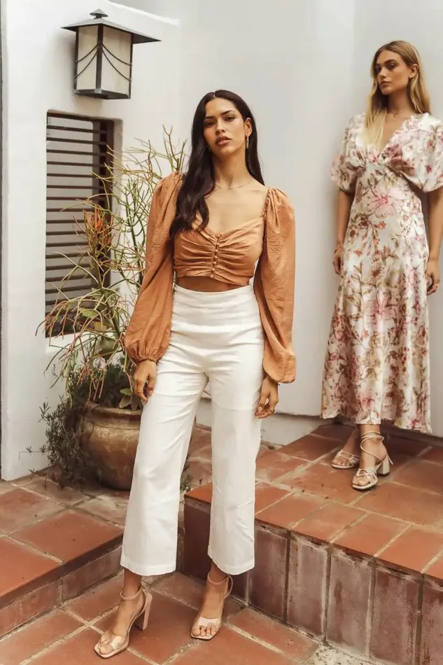 Wendy Crop Top Peach Women Bohme Tops