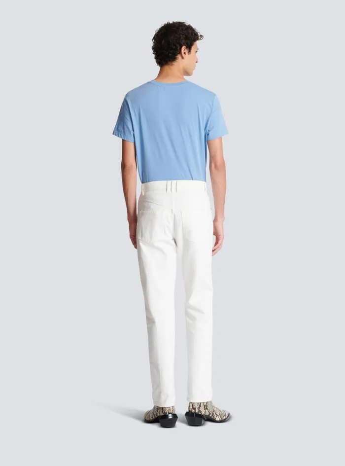 White Denim Jeans White Men Balmain Denim