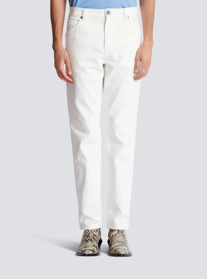 White Denim Jeans White Men Balmain Denim