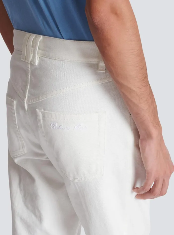 White Denim Jeans White Men Balmain Denim
