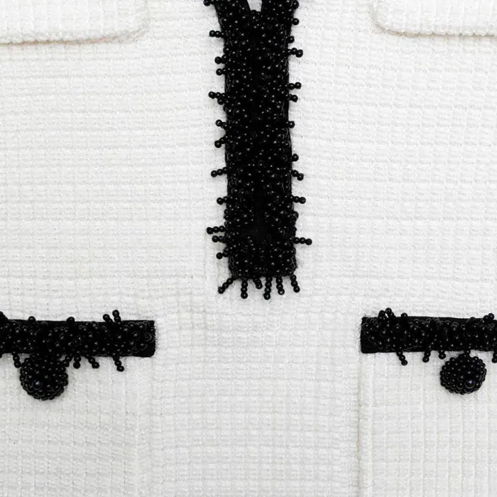 White Pearl Trim Knit Mini Dress Women Self Portrait Dresses White Pearl Trim Knit Mini Dress Women Self Portrait Dresses