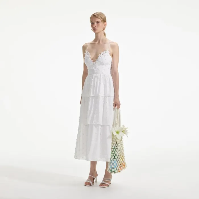 White Tie Back Midi Dress Women Self Portrait Dresses White Tie Back Midi Dress Women Self Portrait Dresses