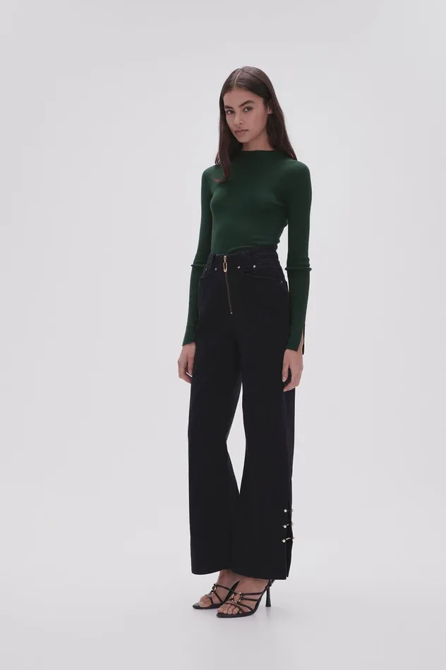 Willa Wide Leg Jeans Black Women Aje Pants