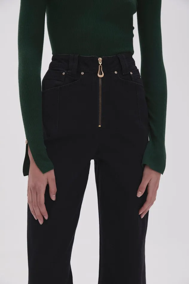 Willa Wide Leg Jeans Black Women Aje Pants