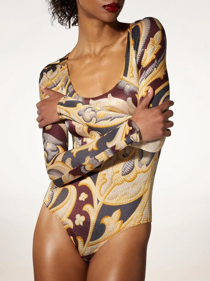 Wolford Longsleeve Bodies Paisley Baroque Body Grey 8211 Women