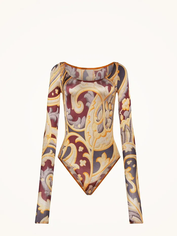 Wolford Longsleeve Bodies Paisley Baroque Body Grey 8211 Women