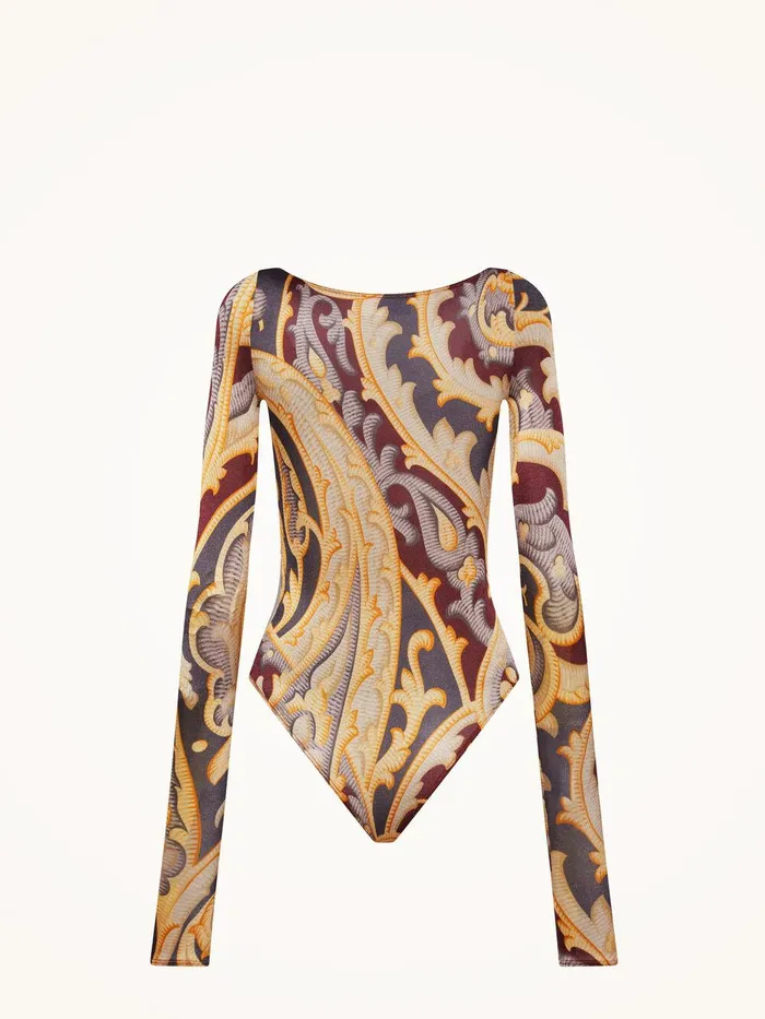 Wolford Longsleeve Bodies Paisley Baroque Body Grey 8211 Women
