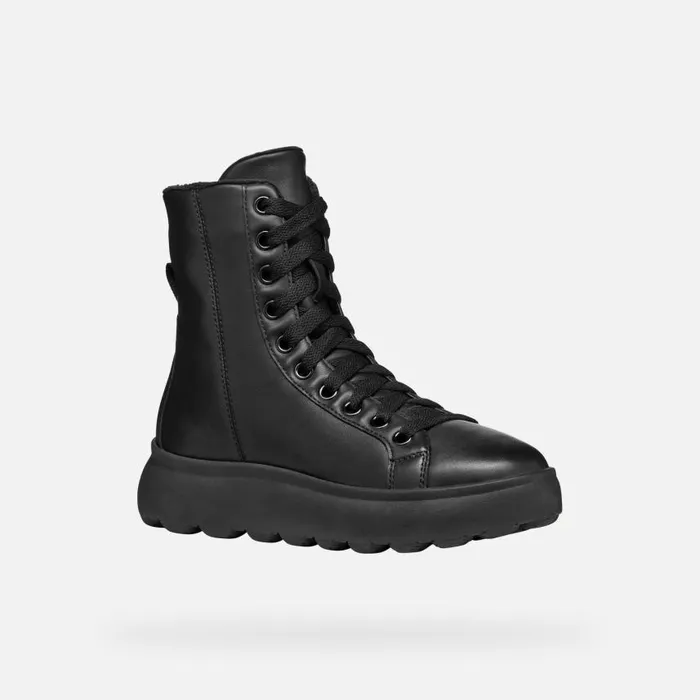 Woman Geox Ankle Boots SPHERICA EC41 WOMAN Black Ankle Boots With Laces Black