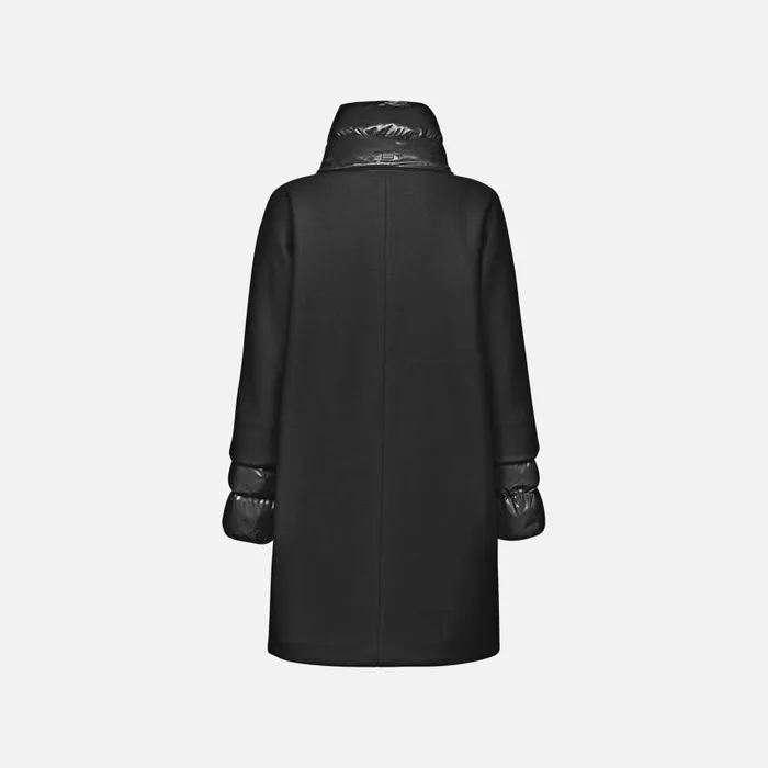 Woman Geox Coats DIAMANTA WOMAN Black Long Coat Black