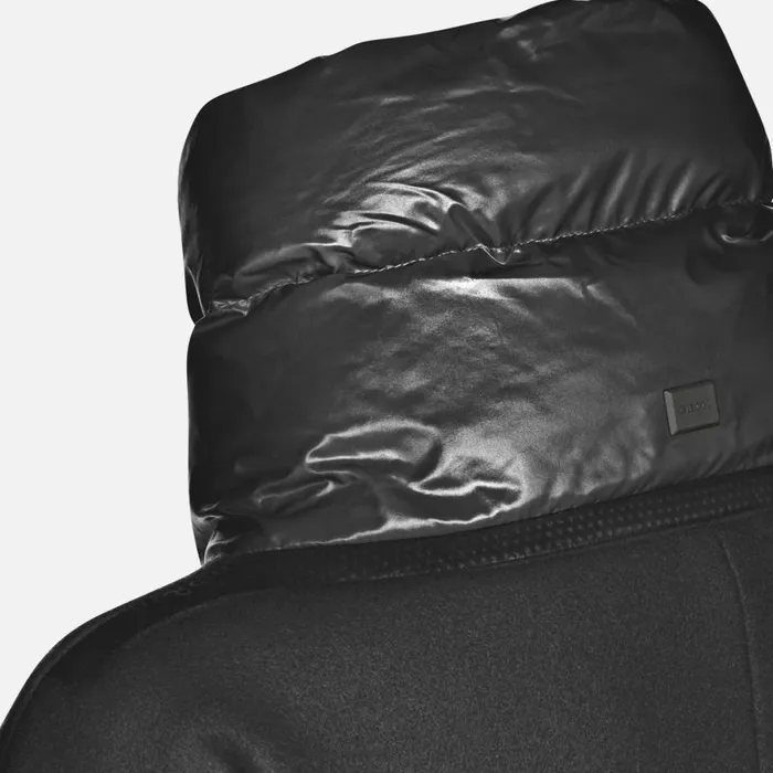 Woman Geox Coats DIAMANTA WOMAN Black Long Coat Black