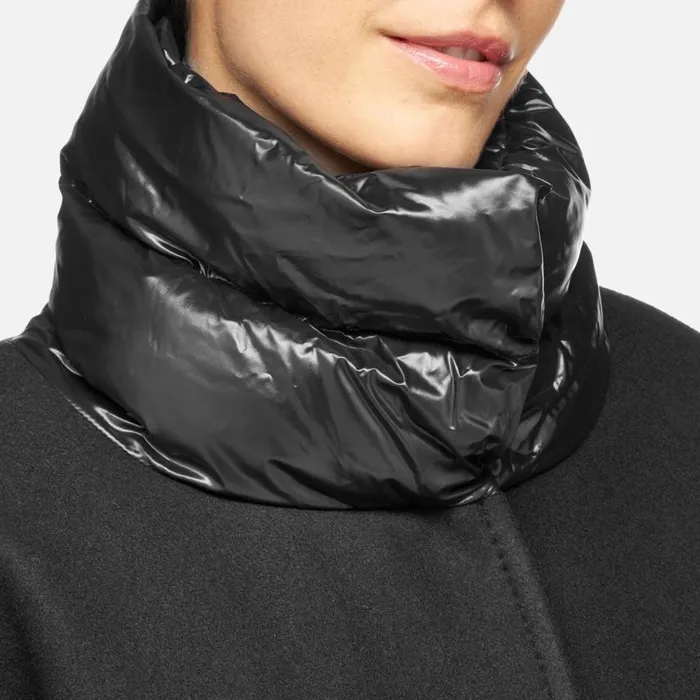Woman Geox Coats DIAMANTA WOMAN Black Long Coat Black