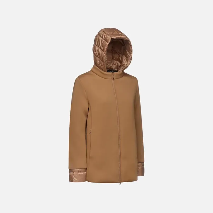 Woman Geox Jackets CRISTAEL WOMAN Tiger039s Eye Jacket With Hood Tiger039s Eye