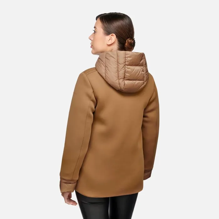 Woman Geox Jackets CRISTAEL WOMAN Tiger039s Eye Jacket With Hood Tiger039s Eye