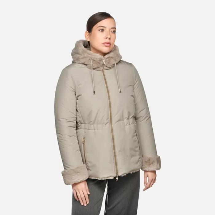 Woman Geox Jackets KAULA WOMAN StringMid String Reversible Jacket Stringmid String