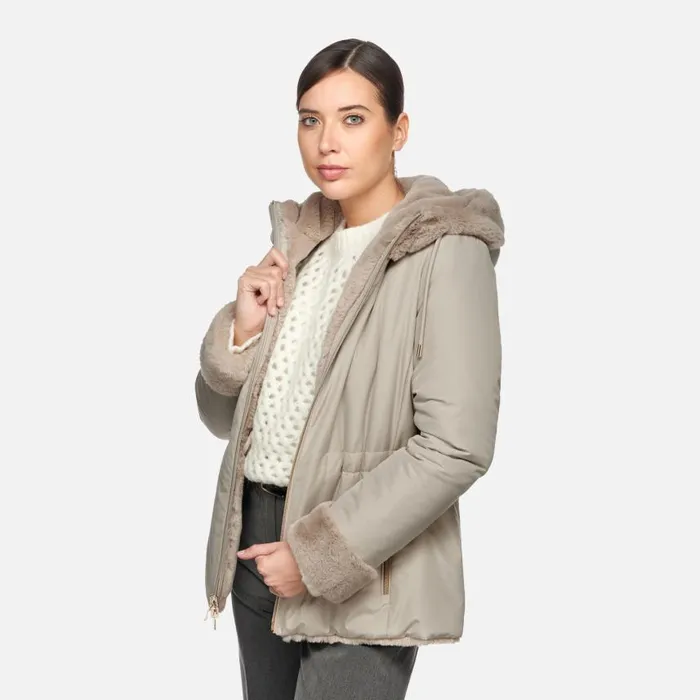 Woman Geox Jackets KAULA WOMAN StringMid String Reversible Jacket Stringmid String
