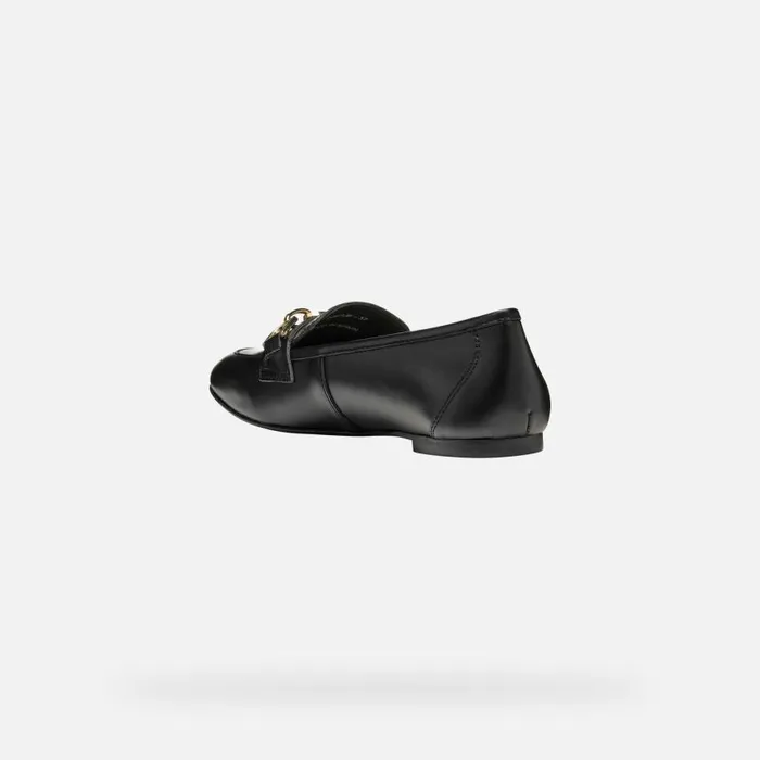 Woman Geox Loafers LLIZIA B Leather Loafers Black Woman Geox Black